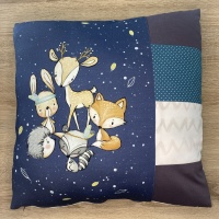 Coussin décoration : Animaux de la forêt bleu